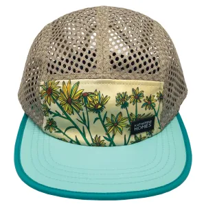 Whorled Sunflower | Running and Travel  Hat | Aqua | Oat Mesh