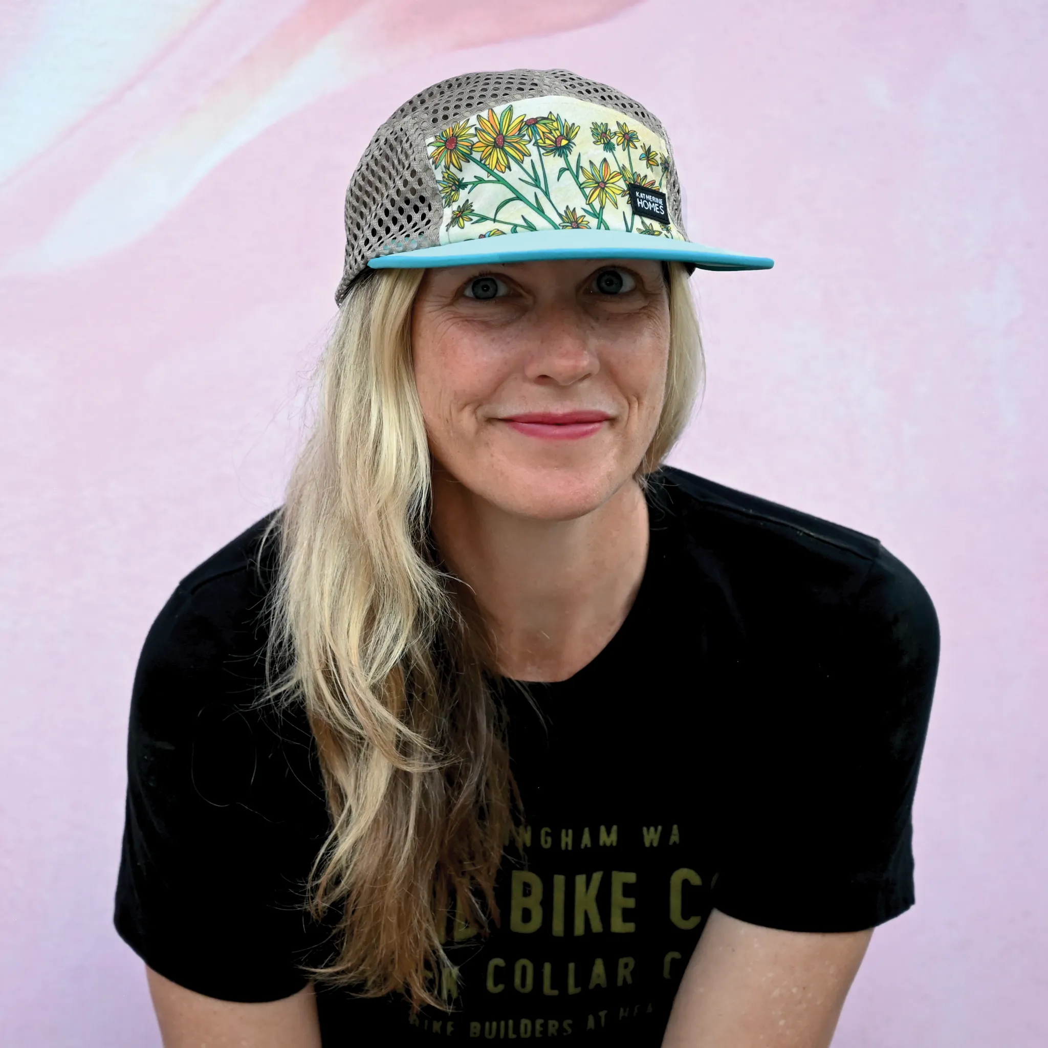 Whorled Sunflower | Running and Travel  Hat | Aqua | Oat Mesh