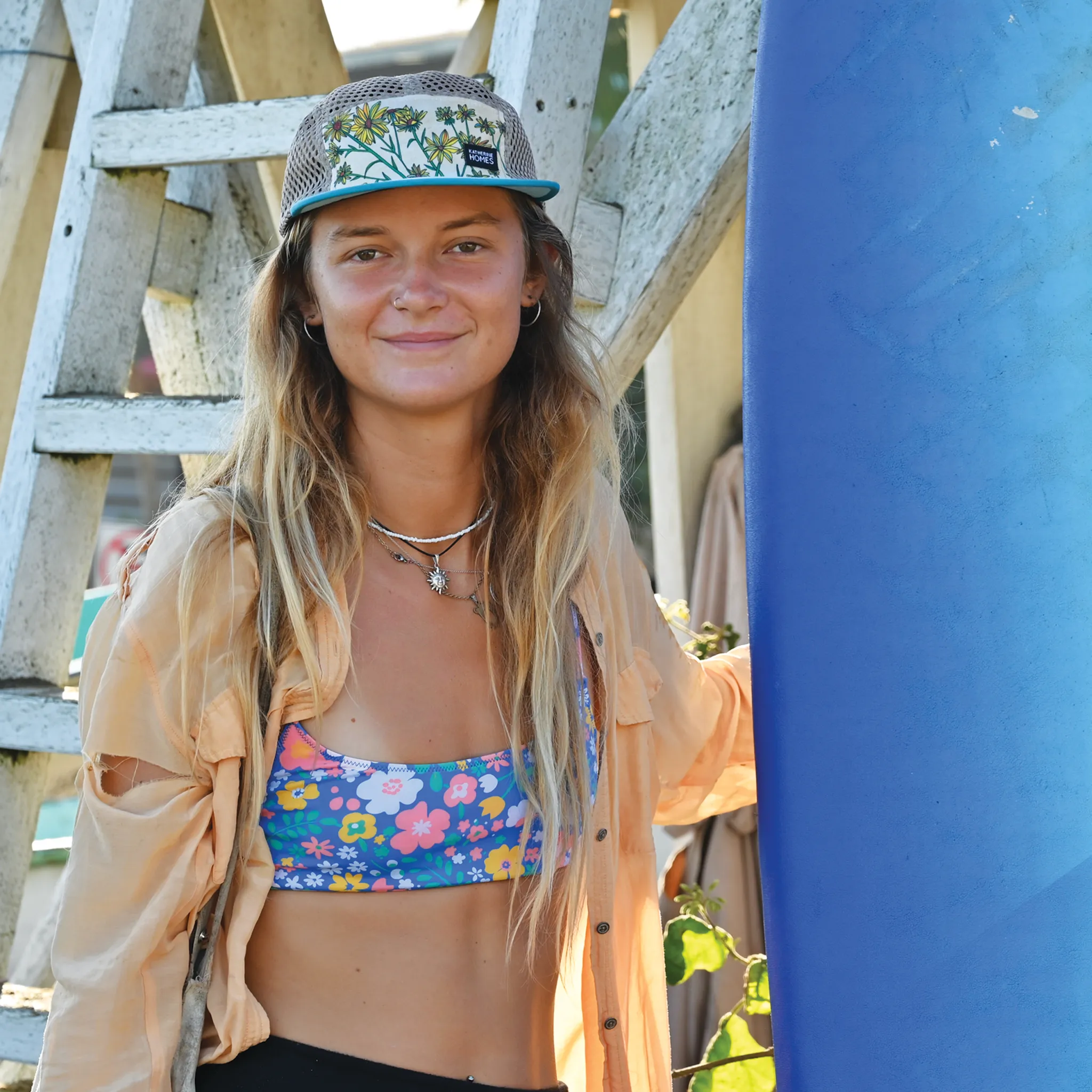 Whorled Sunflower | Running and Travel  Hat | Aqua | Oat Mesh