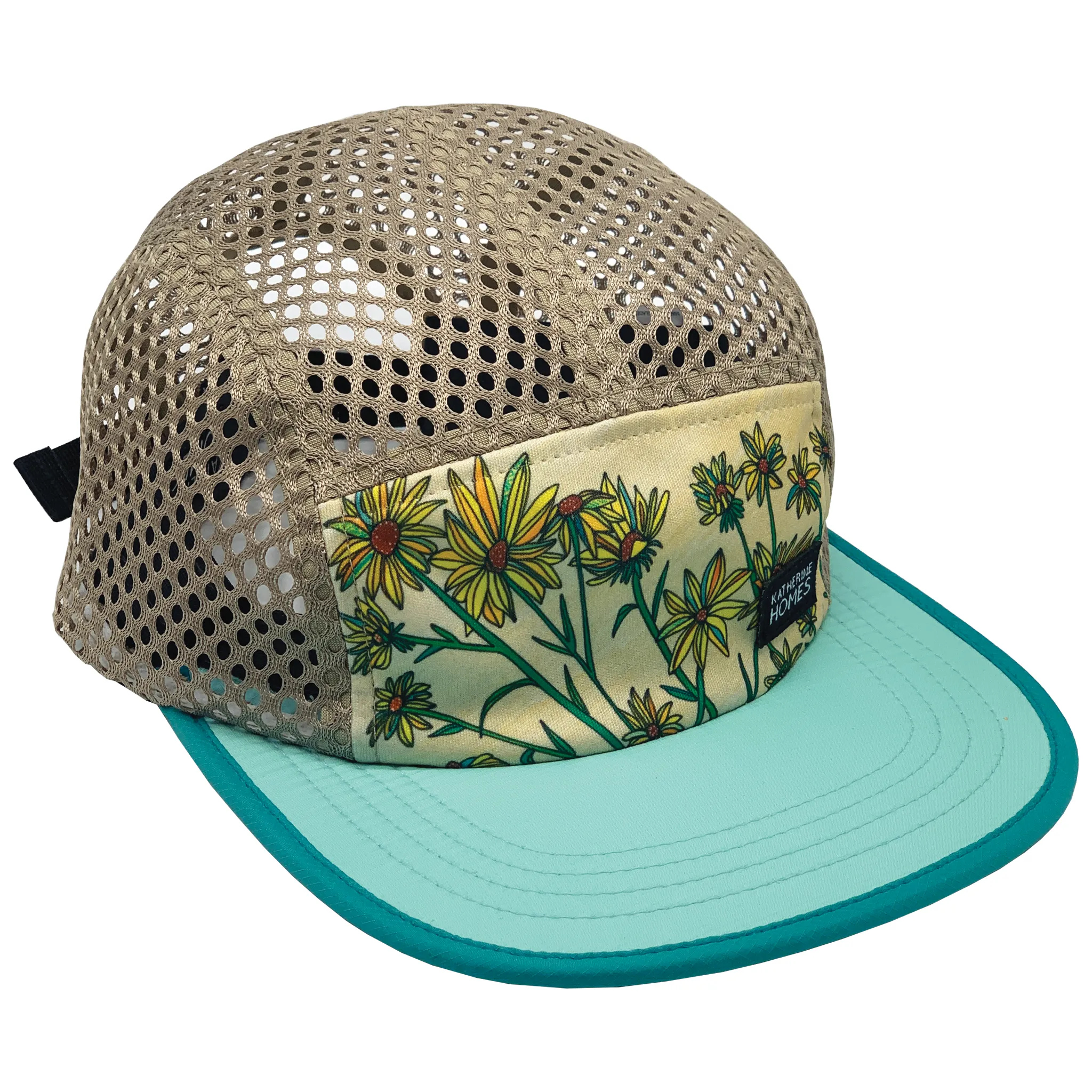 Whorled Sunflower | Running and Travel  Hat | Aqua | Oat Mesh