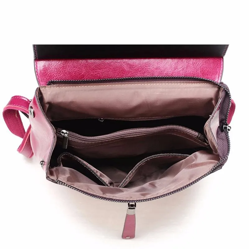 Women's Fashion Genuine Leather Retro Oil Wax Bags