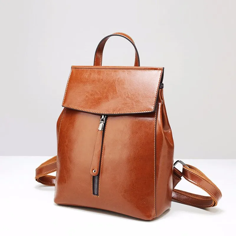 Women's Fashion Genuine Leather Retro Oil Wax Bags