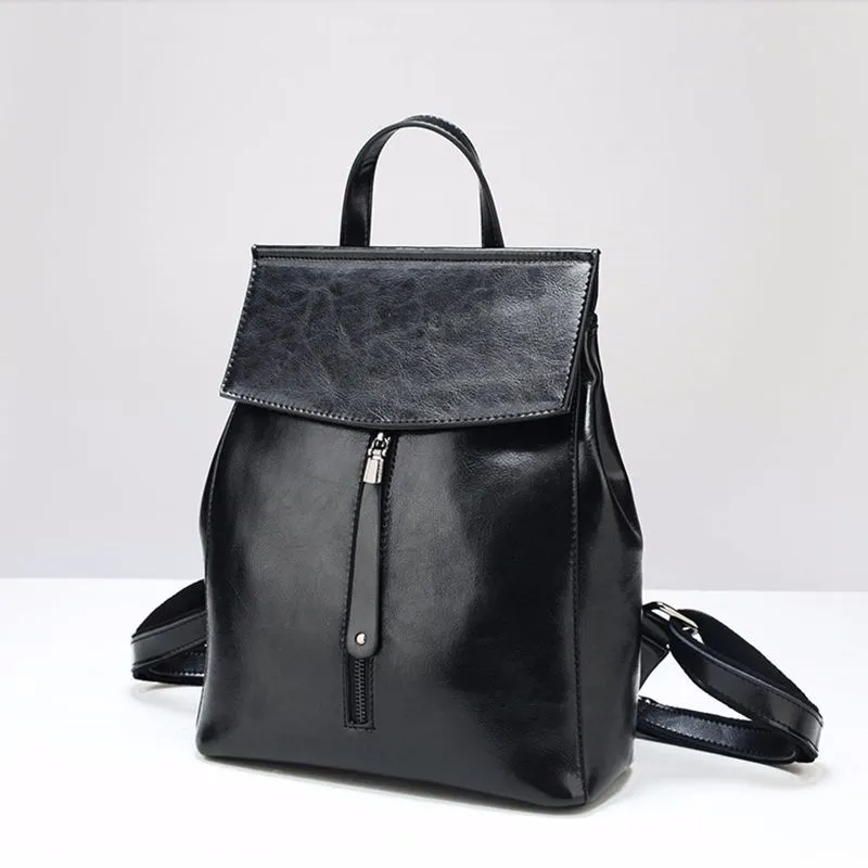 Women's Fashion Genuine Leather Retro Oil Wax Bags