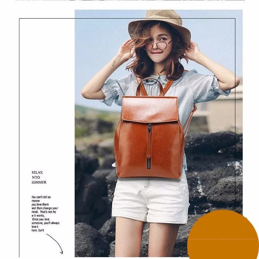 Women's Fashion Genuine Leather Retro Oil Wax Bags