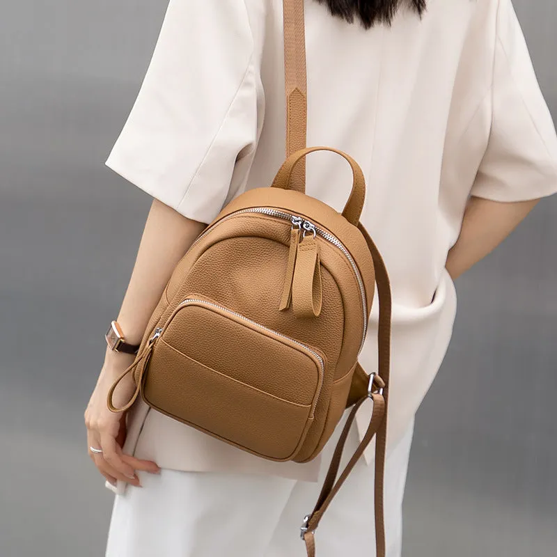Women's First Layer Cowhide Leather For Simple Backpacks