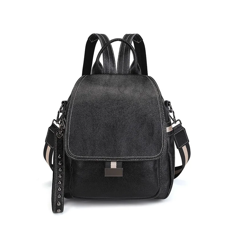 Women's Korean Genuine Leather Cowhide Flip Soft Backpacks