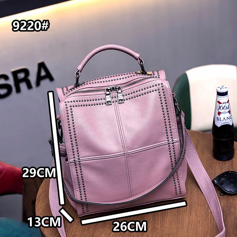 Women's Korean Style Fashion Versatile Genuine Leather Backpacks