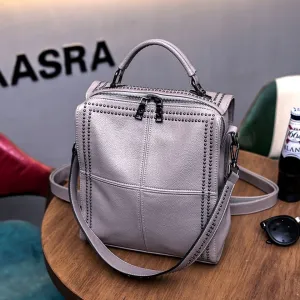 Women's Korean Style Fashion Versatile Genuine Leather Backpacks