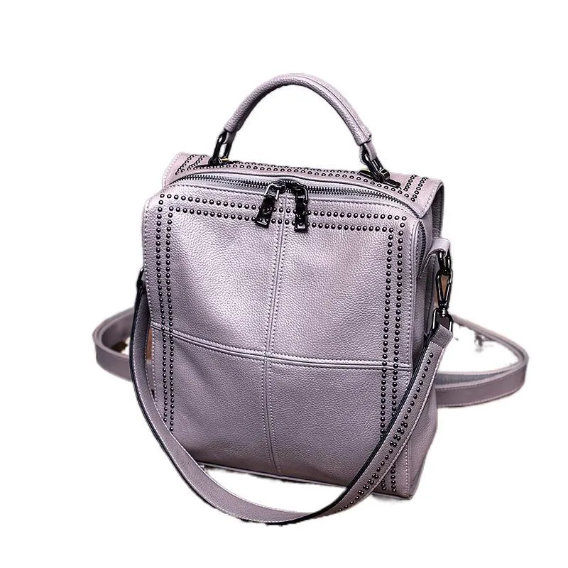 Women's Korean Style Fashion Versatile Genuine Leather Backpacks
