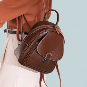 Women's Leather Oil Wax Retro College Tide Bags