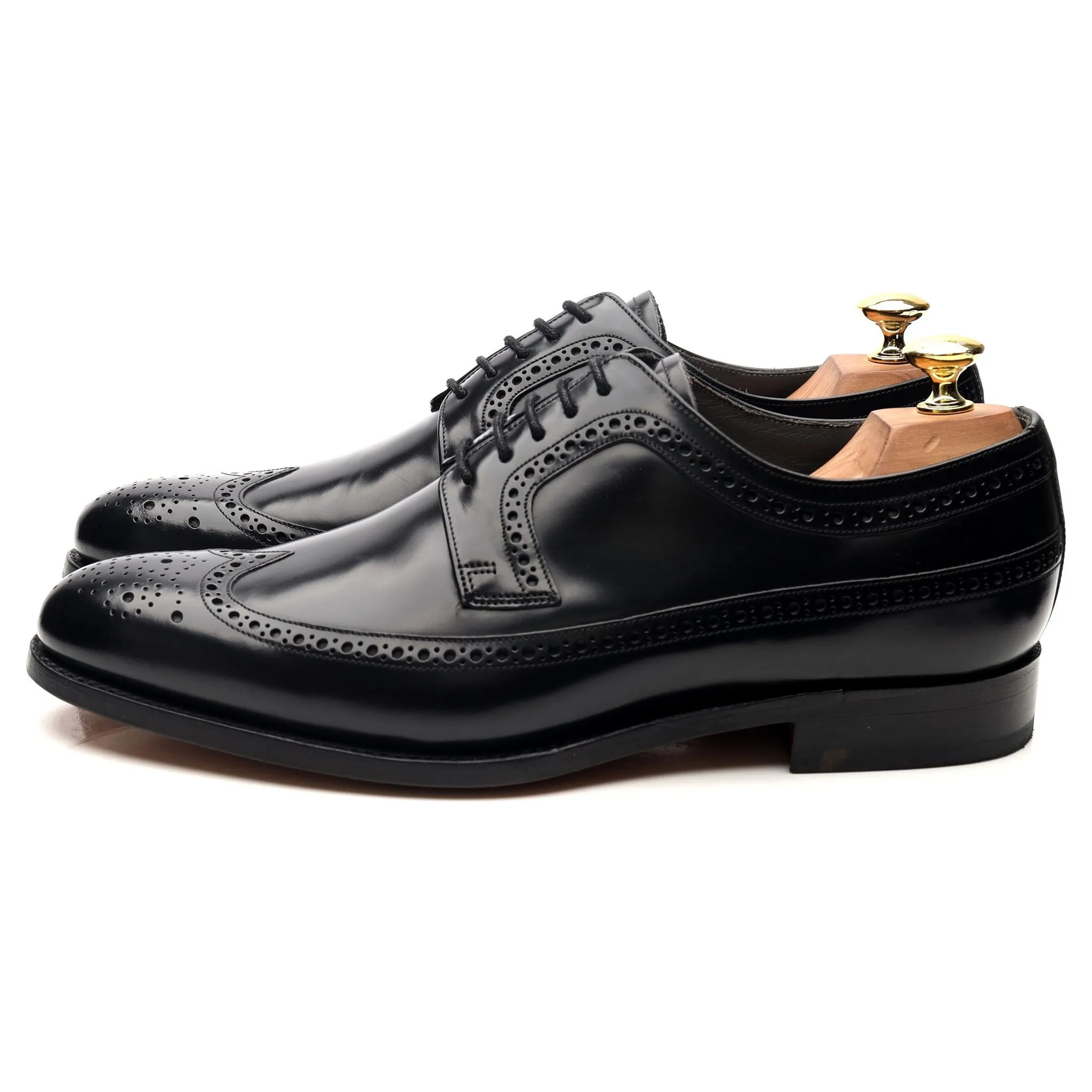 'Woodbridge' Black Leather Derby Brogues UK 8 G