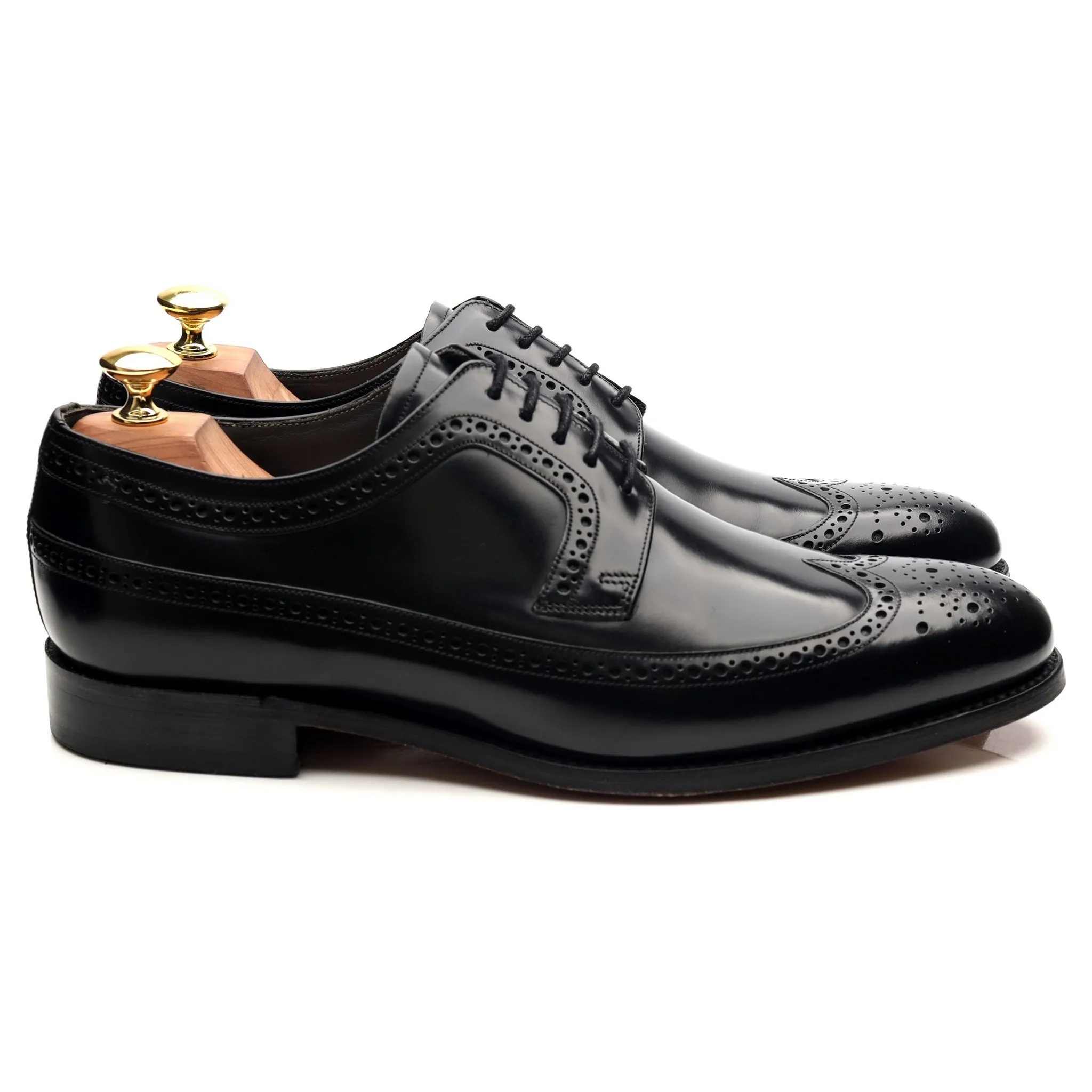 'Woodbridge' Black Leather Derby Brogues UK 8 G