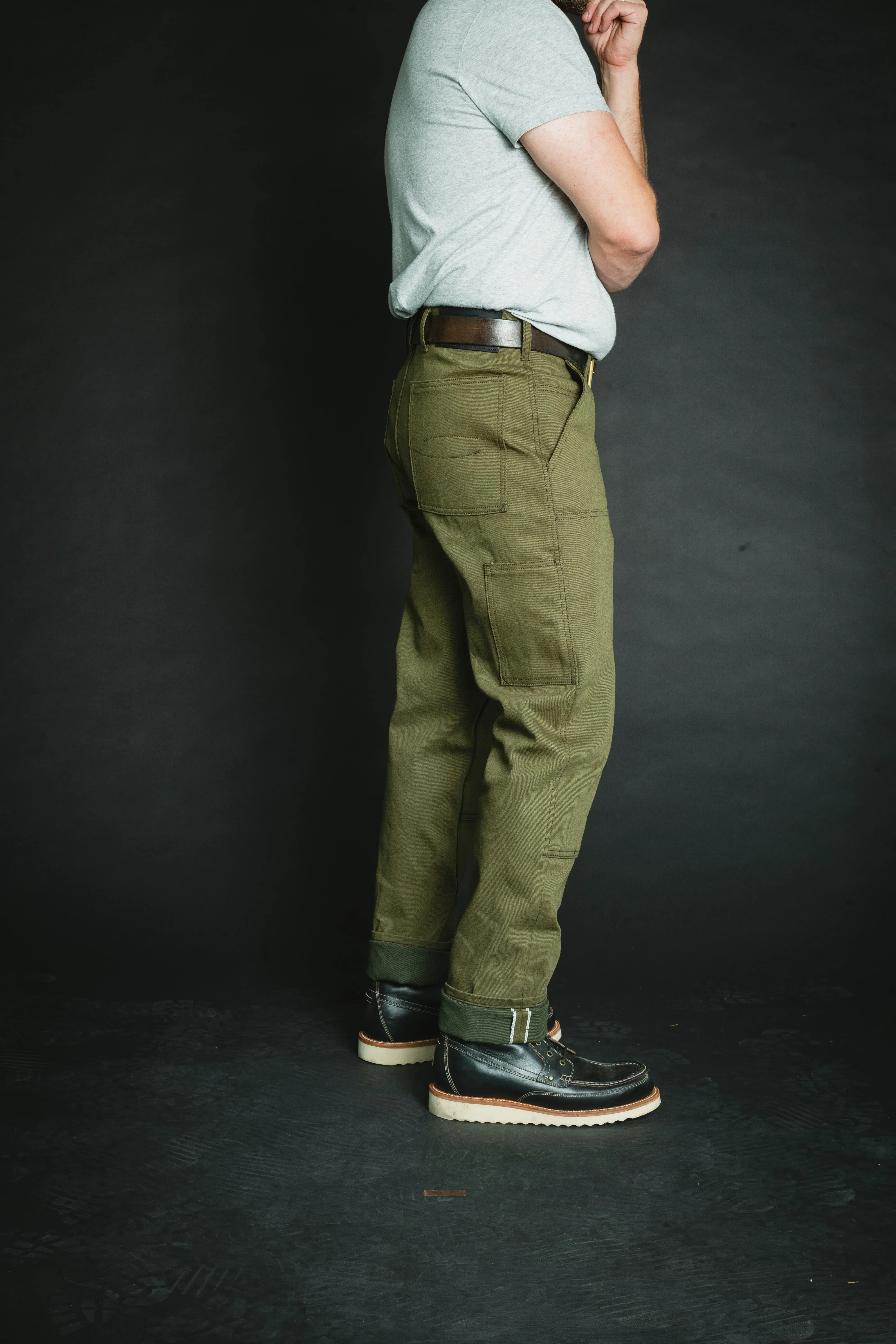 Work Trouser - 15oz Nihon Menpu Olive Selvedge Denim - Size 34 waist
