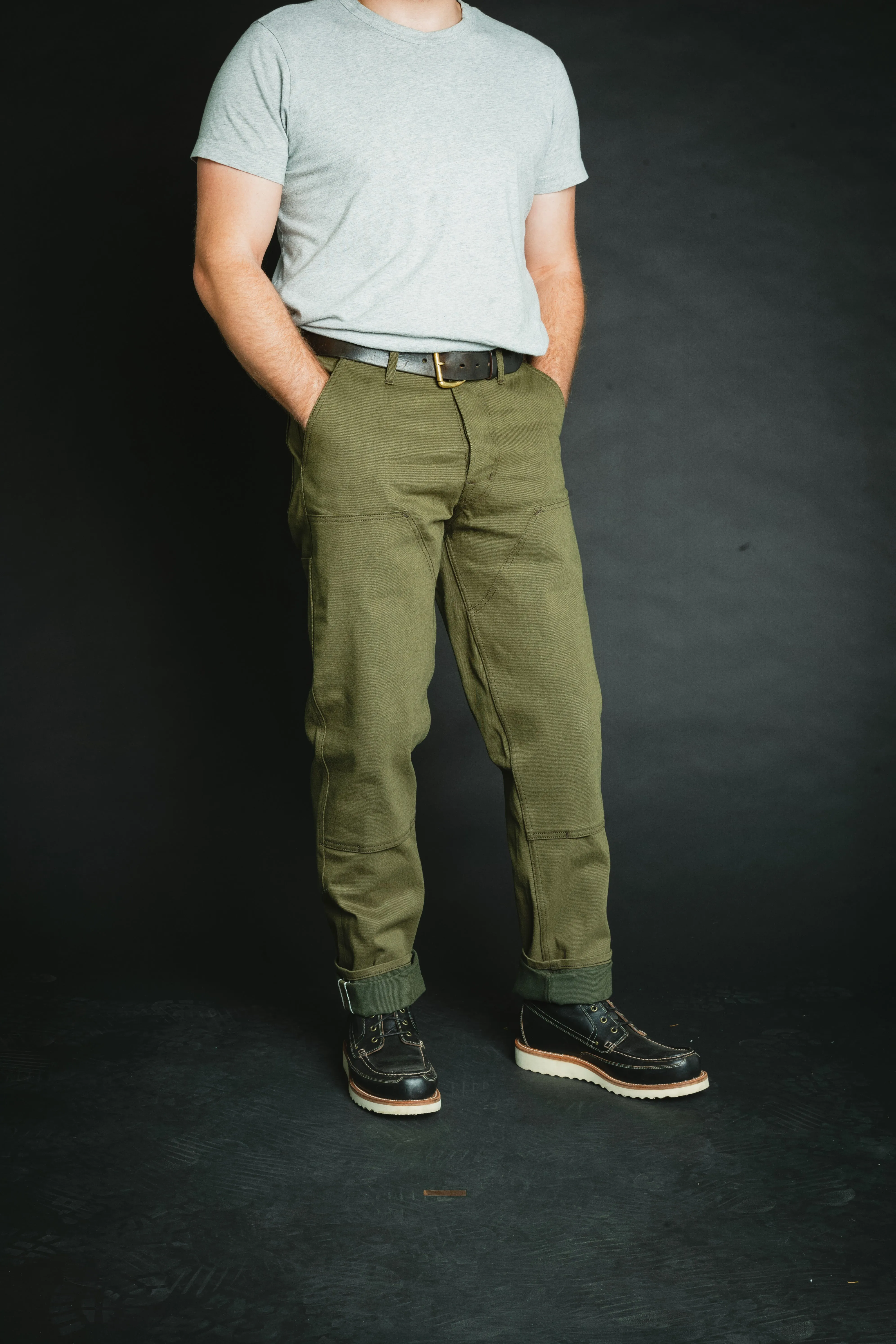 Work Trouser - 15oz Nihon Menpu Olive Selvedge Denim - Size 34 waist