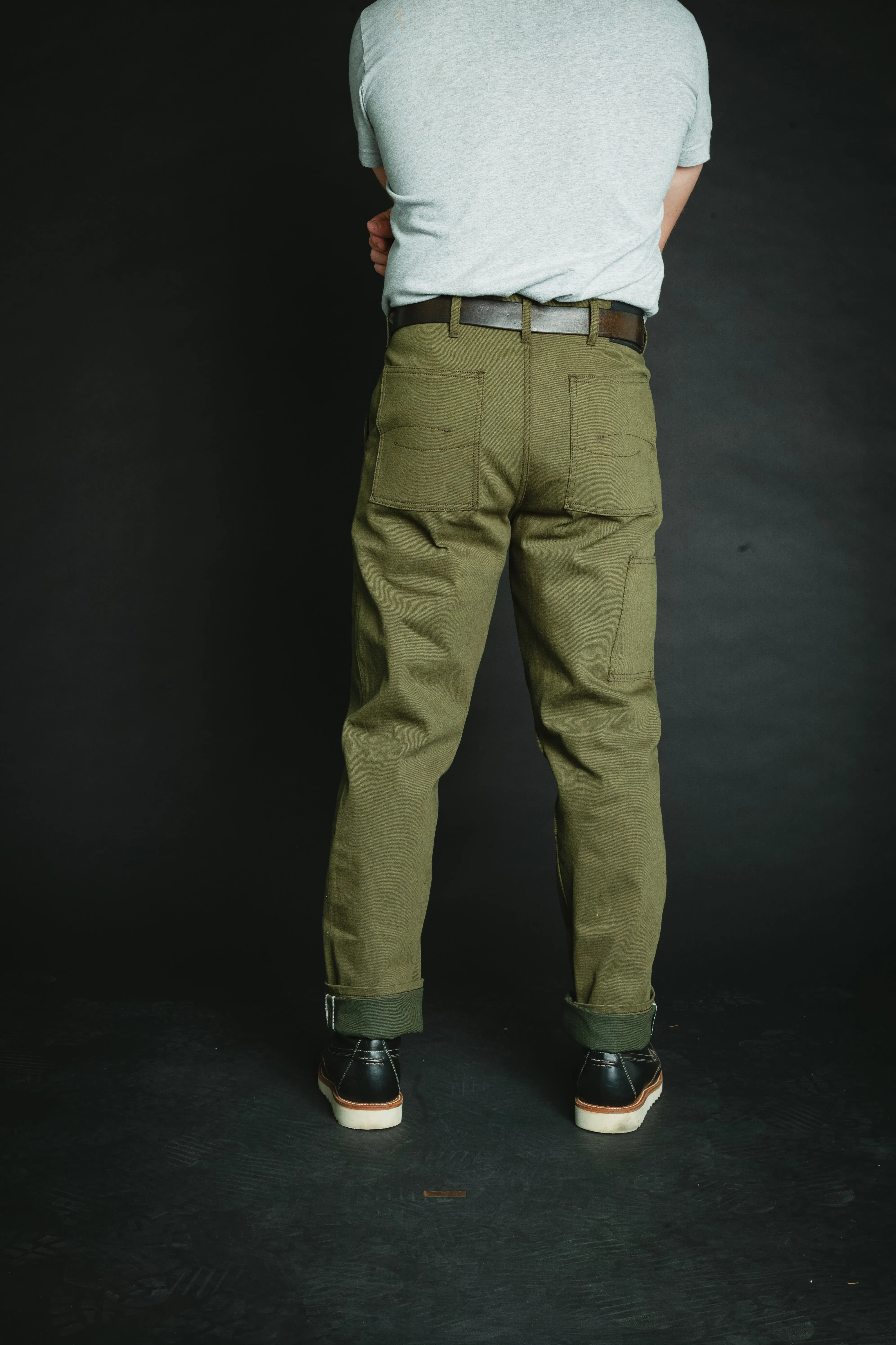 Work Trouser - 15oz Nihon Menpu Olive Selvedge Denim - Size 34 waist
