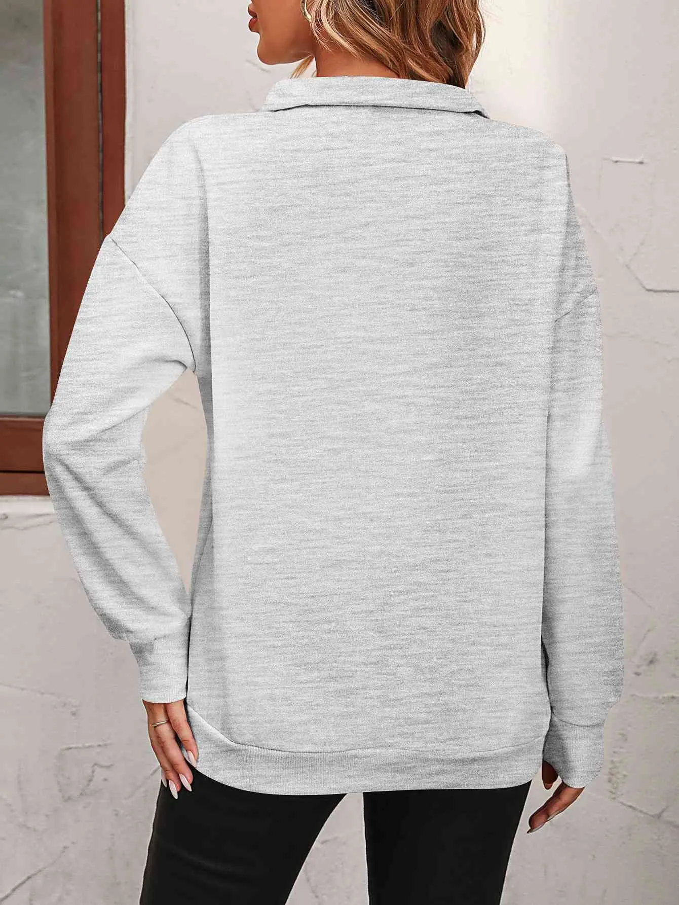 Zip-Up Dropped Shoulder Sweatshirt- 7 Colors (Hot Pink, Black, Wine, Camel, Army Green, Apricot, Grey)